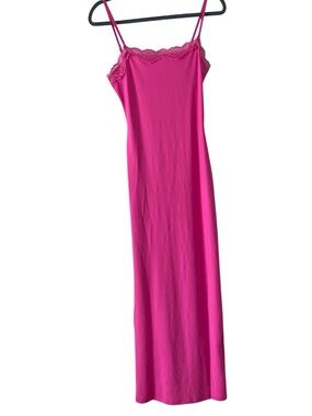 Women's Hot Pink Lace-Trim Slip Dress